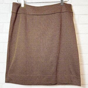Halogen Camel Brown & Black Houndstooth‎ Pencil Skirt Size 14